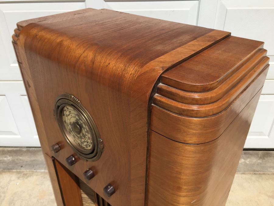 Rare Art Deco Grunow Tube Radio With Teledial Model No. 1067 Wooden Cabinet [Photo 12]