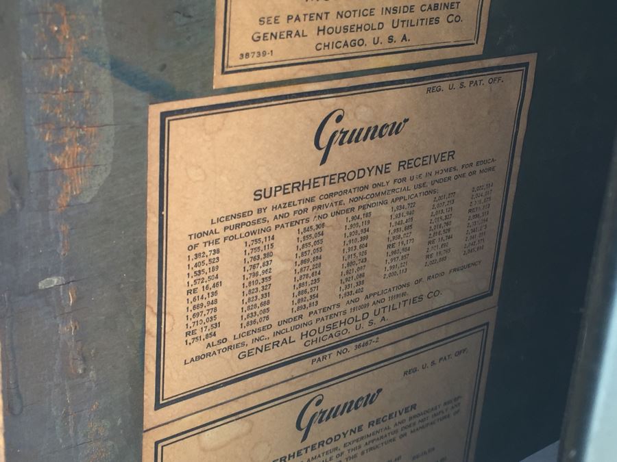 Rare Art Deco Grunow Tube Radio With Teledial Model No. 1067 Wooden Cabinet [Photo 25]