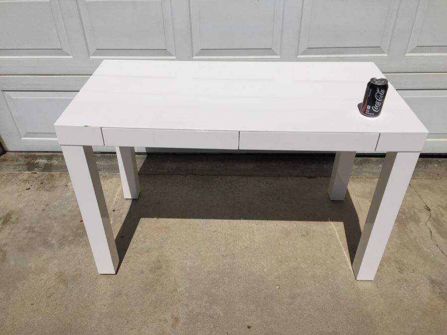 West Elm White Table Desk With 2 Drawers