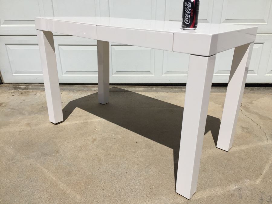 West Elm White Table Desk With 2 Drawers