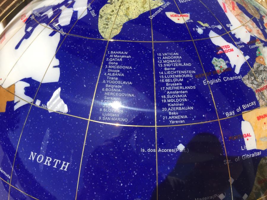 Hand Made Globe With Semi-Precious Stones Representing Countries And Oceans [Photo 14]