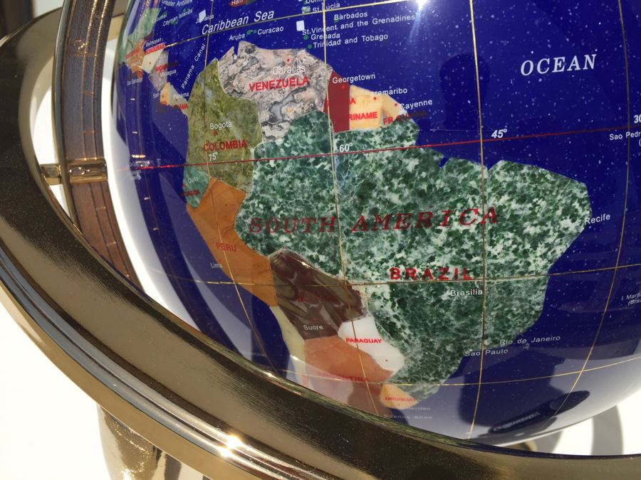 Hand Made Globe With Semi-Precious Stones Representing Countries And Oceans [Photo 5]