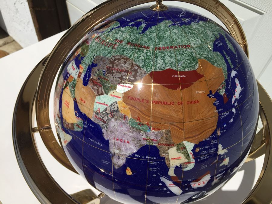 Hand Made Globe With Semi-Precious Stones Representing Countries And Oceans [Photo 7]