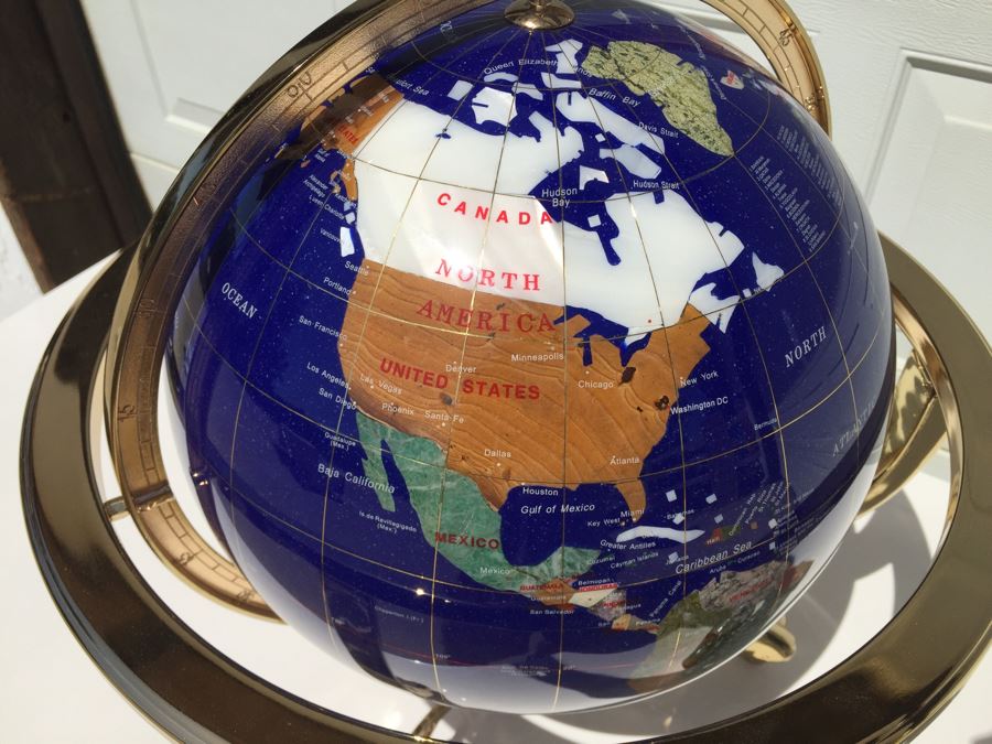 Hand Made Globe With Semi-Precious Stones Representing Countries And Oceans [Photo 11]