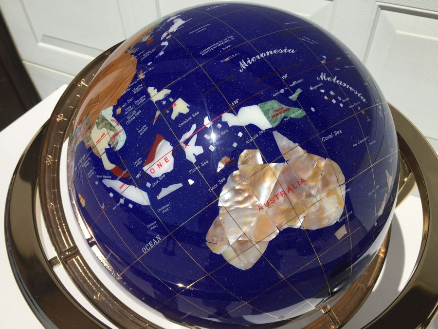 Hand Made Globe With Semi-Precious Stones Representing Countries And Oceans [Photo 8]