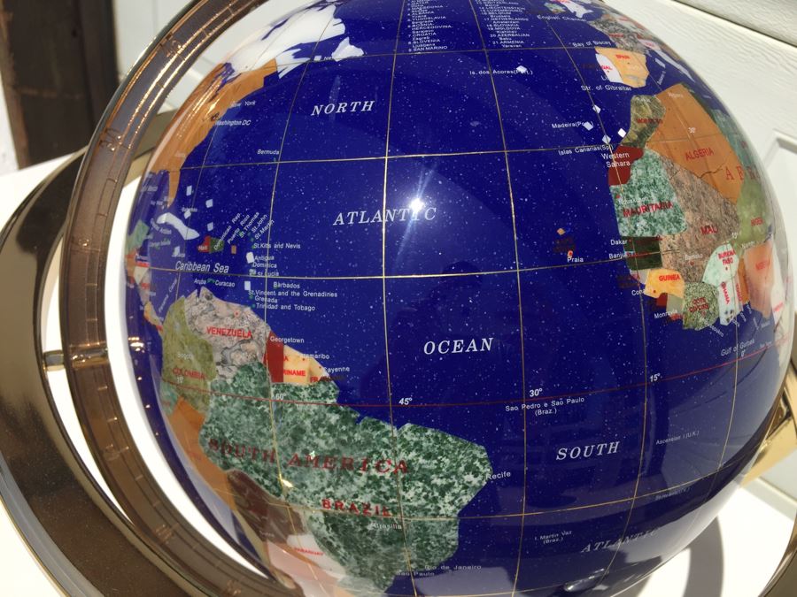 Hand Made Globe With Semi-Precious Stones Representing Countries And Oceans [Photo 6]