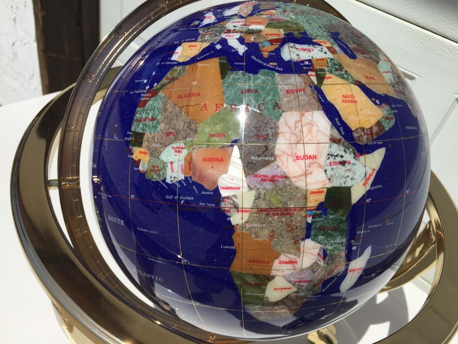 Hand Made Globe With Semi-Precious Stones Representing Countries And Oceans [Photo 3]