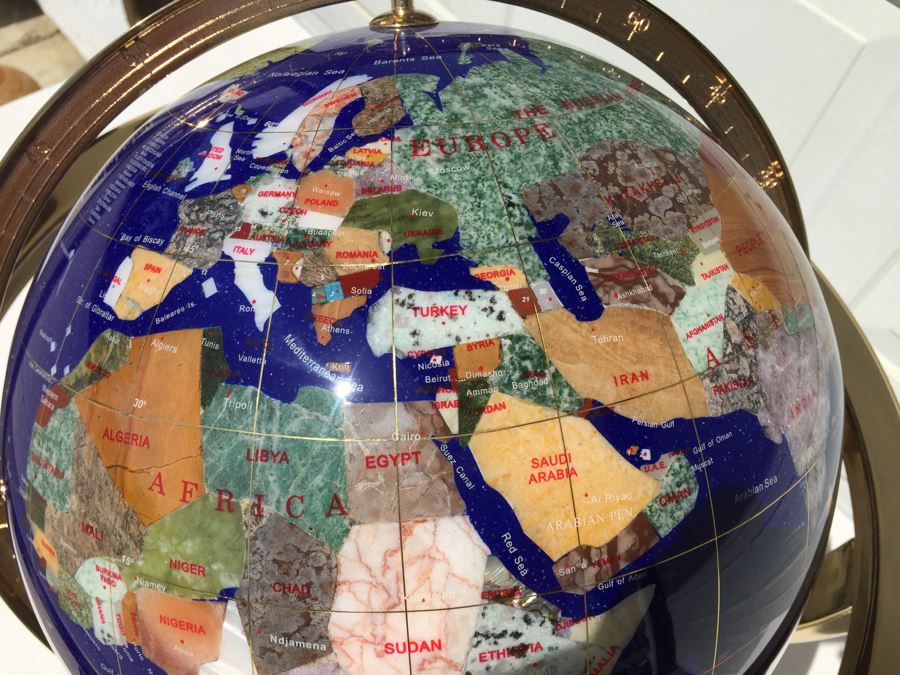 Hand Made Globe With Semi-Precious Stones Representing Countries And Oceans [Photo 12]