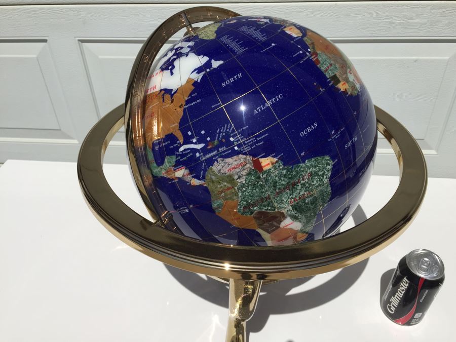 Hand Made Globe With Semi-Precious Stones Representing Countries And Oceans [Photo 4]