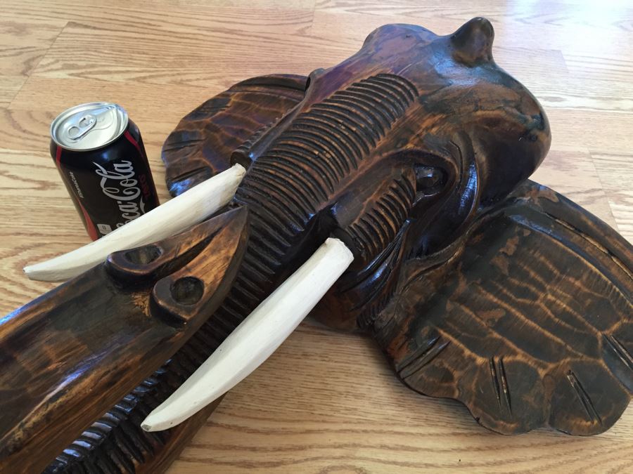 Carved Wooden Elephant's Head Wall Hanging [Photo 7]