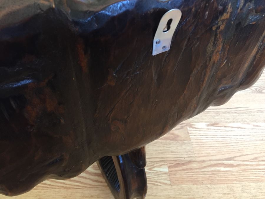 Carved Wooden Elephant's Head Wall Hanging [Photo 3]