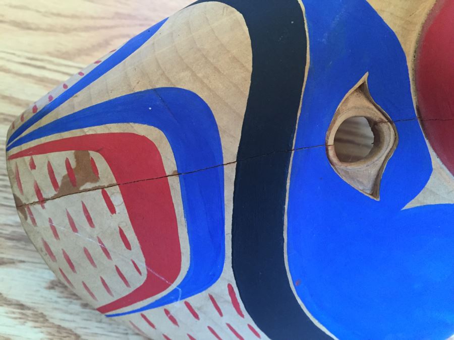 Carved Mask Appears Pacific Northwest - See Cracks And Damage In Photos [Photo 9]