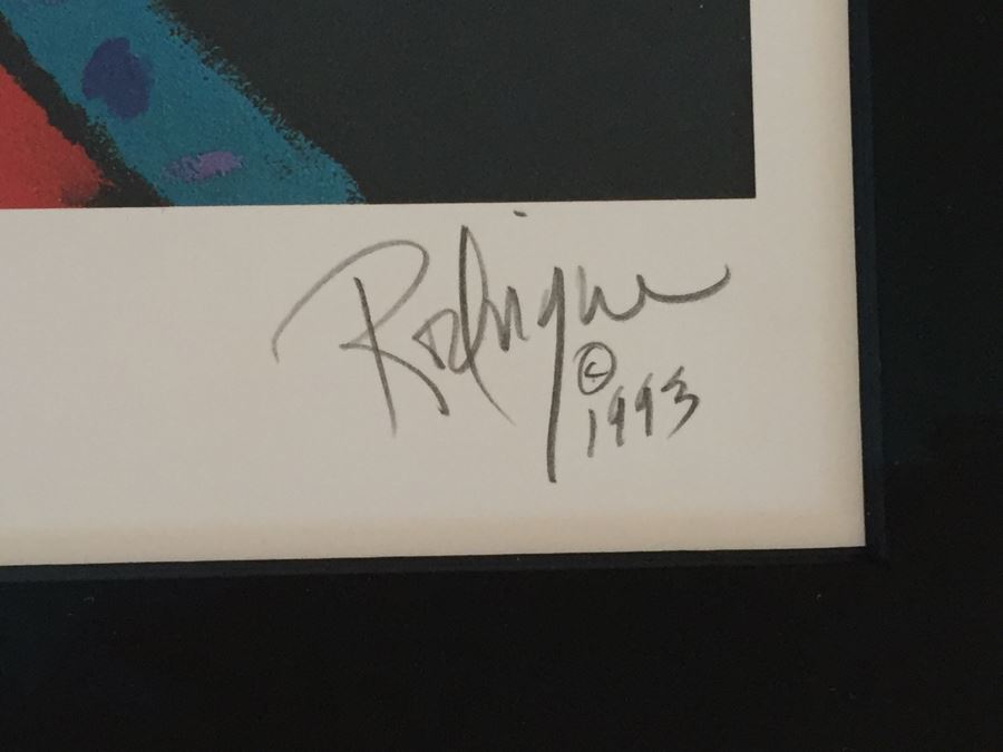 Framed George Rodrigue Blue Dog Signed Limited Edition Screenprint 'Absolut Rodrigue' 116 Of 200 [Photo 3]