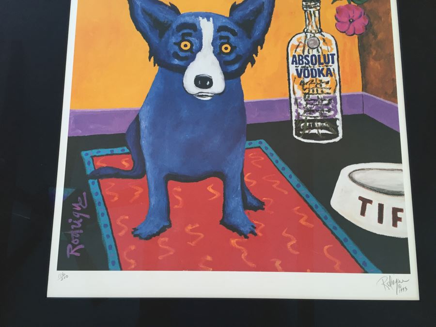 Framed George Rodrigue Blue Dog Signed Limited Edition Screenprint 'Absolut Rodrigue' 116 Of 200 [Photo 7]