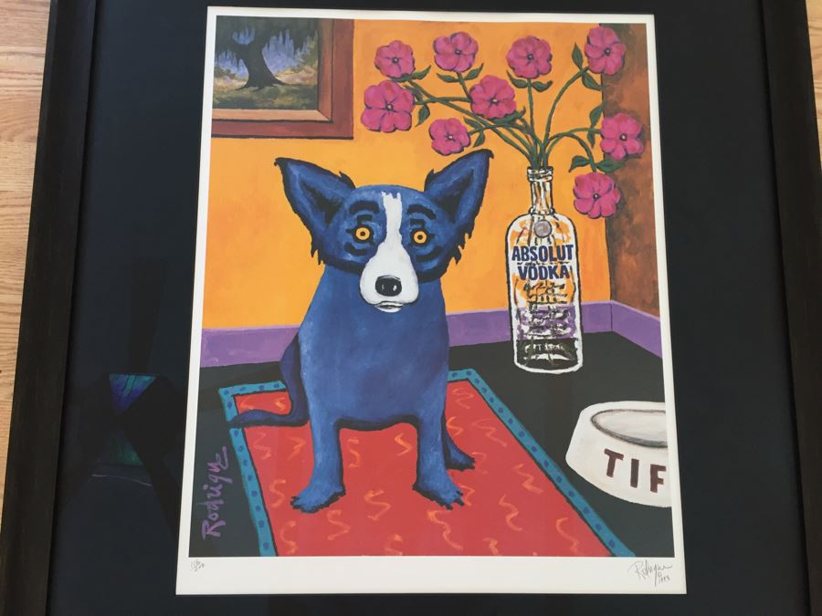 Framed George Rodrigue Blue Dog Signed Limited Edition Screenprint 'Absolut Rodrigue' 116 Of 200 [Photo 2]