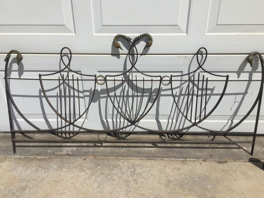 Old Wrought Iron Headboard With Brass Duck Heads [Photo 5]