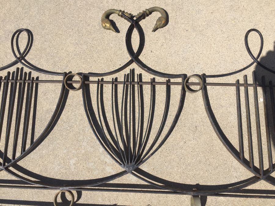 Old Wrought Iron Headboard With Brass Duck Heads [Photo 2]