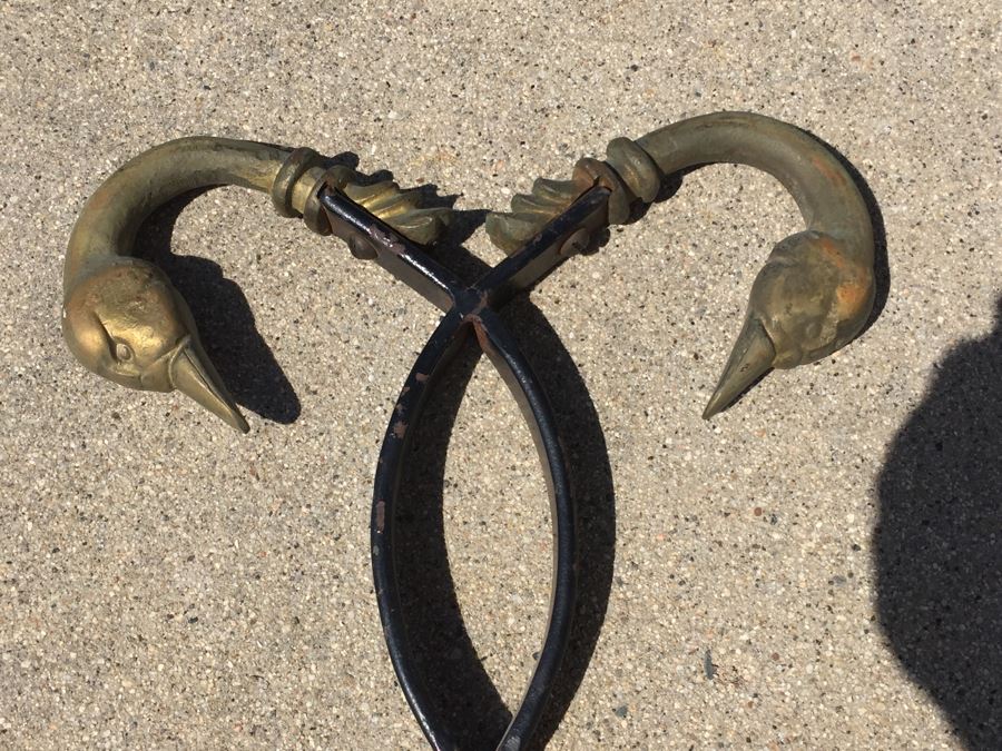 Old Wrought Iron Headboard With Brass Duck Heads [Photo 3]