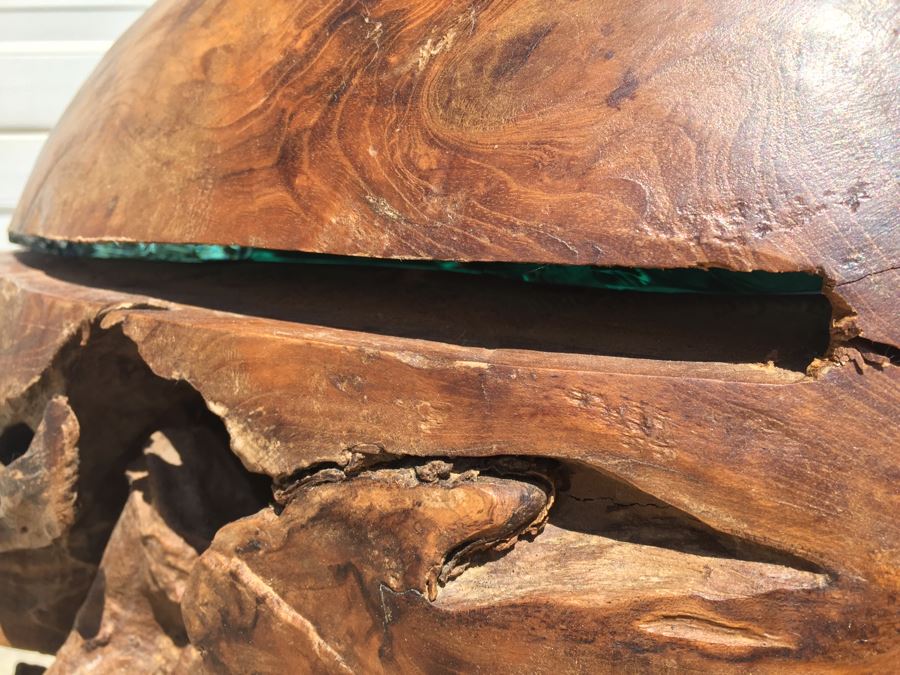 HUGE And HEAVY Spherical Carved Wood Table Base [Photo 22]