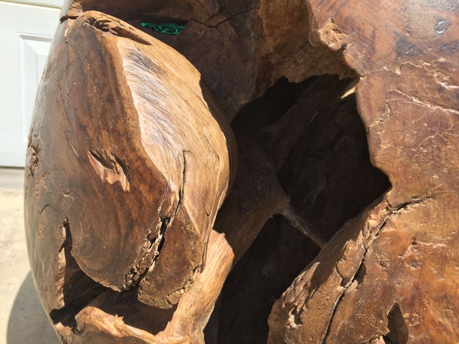 HUGE And HEAVY Spherical Carved Wood Table Base [Photo 6]