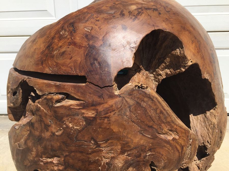 HUGE And HEAVY Spherical Carved Wood Table Base [Photo 19]