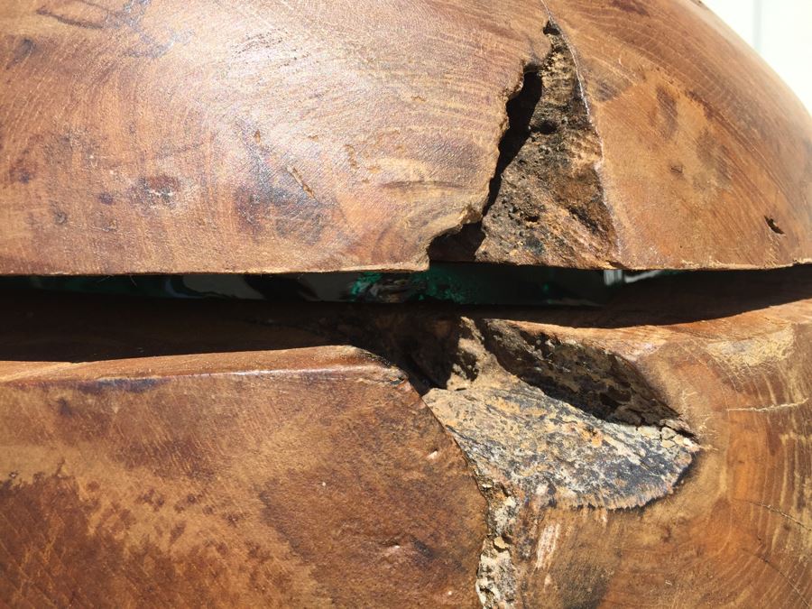 HUGE And HEAVY Spherical Carved Wood Table Base [Photo 14]