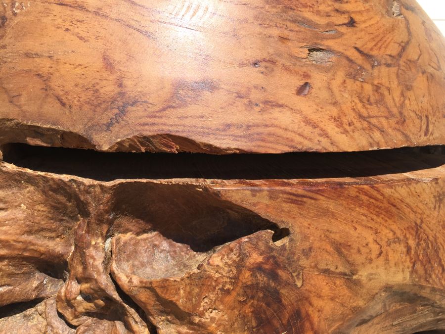 HUGE And HEAVY Spherical Carved Wood Table Base [Photo 9]