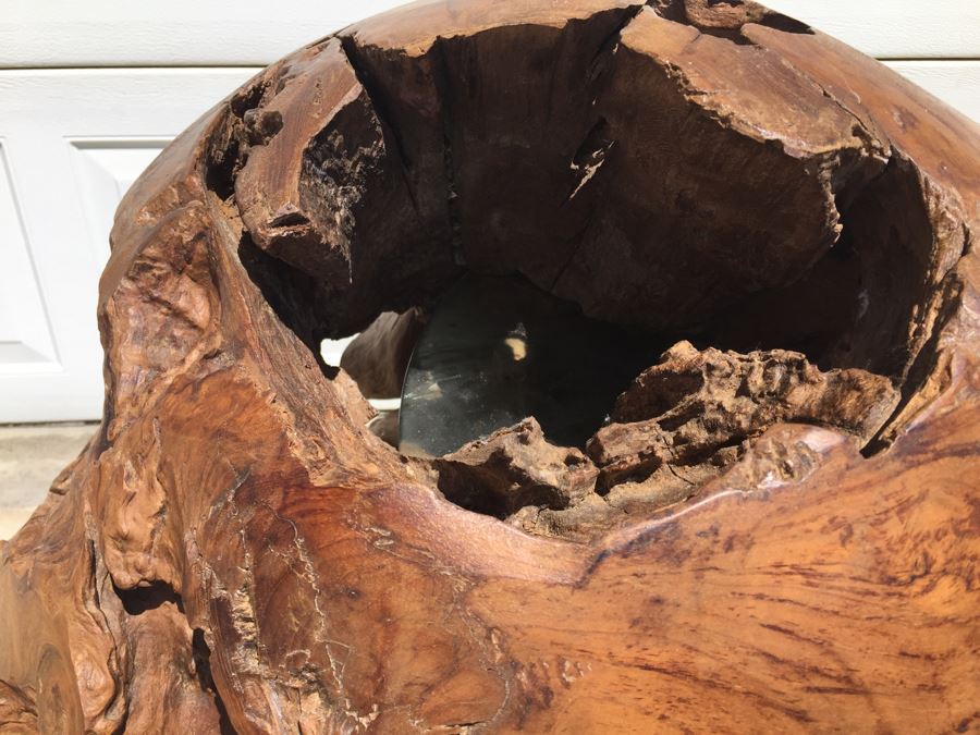HUGE And HEAVY Spherical Carved Wood Table Base [Photo 8]