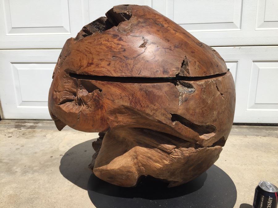 HUGE And HEAVY Spherical Carved Wood Table Base [Photo 13]