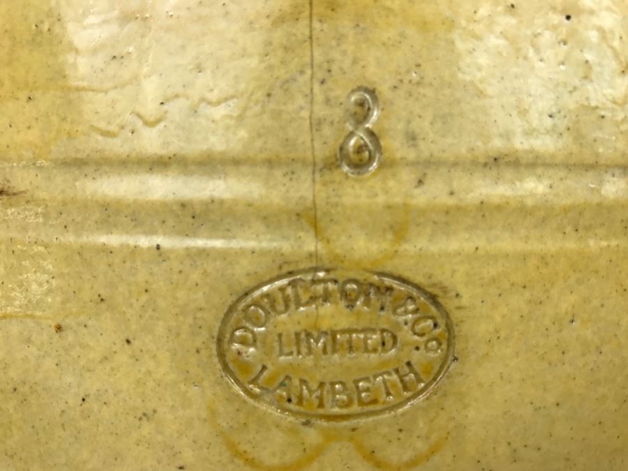 Large Antique 1857 Doulton & Co Lambeth Limited Art Pottery Hand Painted Milk Jug With Folk Art Farm Animal Scene Painting [Photo 33]