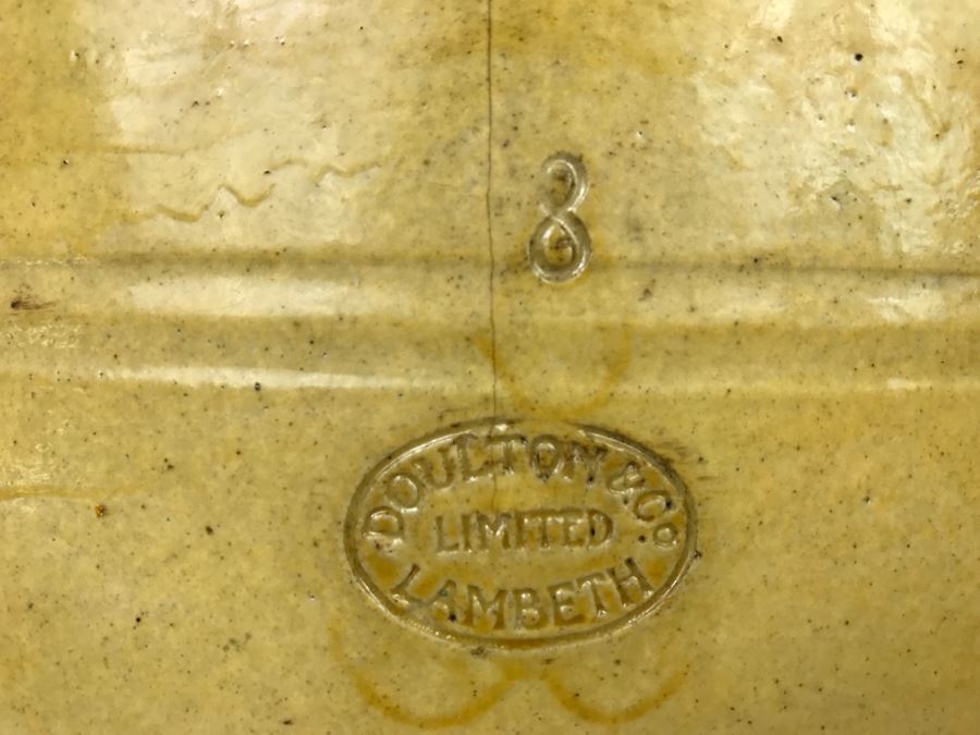 Large Antique 1857 Doulton & Co Lambeth Limited Art Pottery Hand Painted Milk Jug With Folk Art Farm Animal Scene Painting [Photo 35]