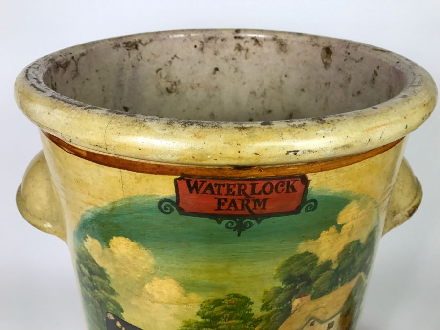 Large Antique 1857 Doulton & Co Lambeth Limited Art Pottery Hand Painted Milk Jug With Folk Art Farm Animal Scene Painting [Photo 27]