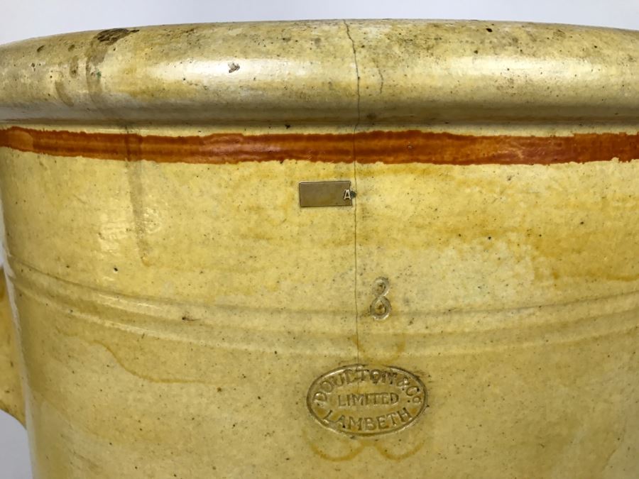 Large Antique 1857 Doulton & Co Lambeth Limited Art Pottery Hand Painted Milk Jug With Folk Art Farm Animal Scene Painting [Photo 32]