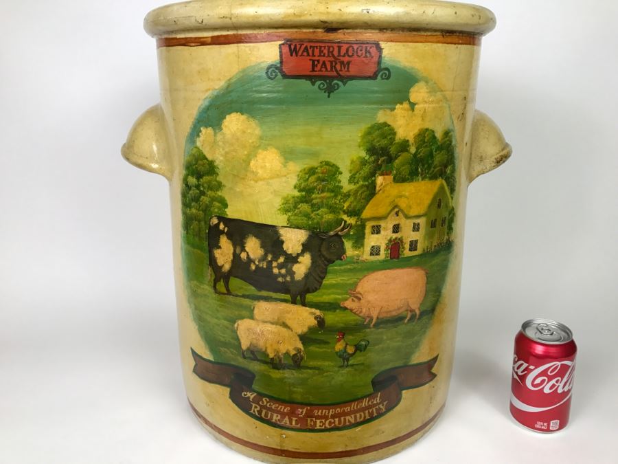 Large Antique 1857 Doulton & Co Lambeth Limited Art Pottery Hand Painted Milk Jug With Folk Art Farm Animal Scene Painting [Photo 26]