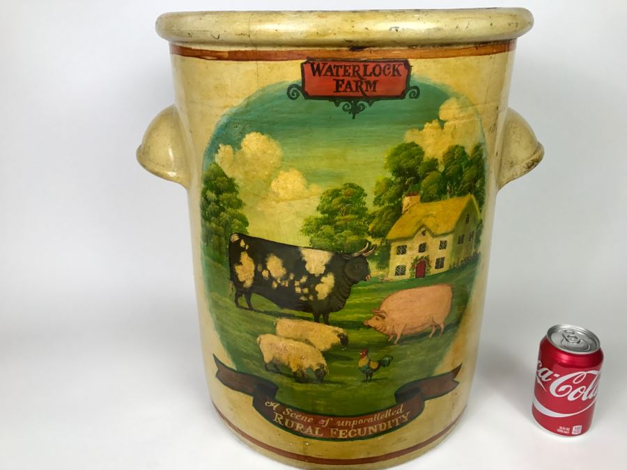 Large Antique 1857 Doulton & Co Lambeth Limited Art Pottery Hand Painted Milk Jug With Folk Art Farm Animal Scene Painting [Photo 28]