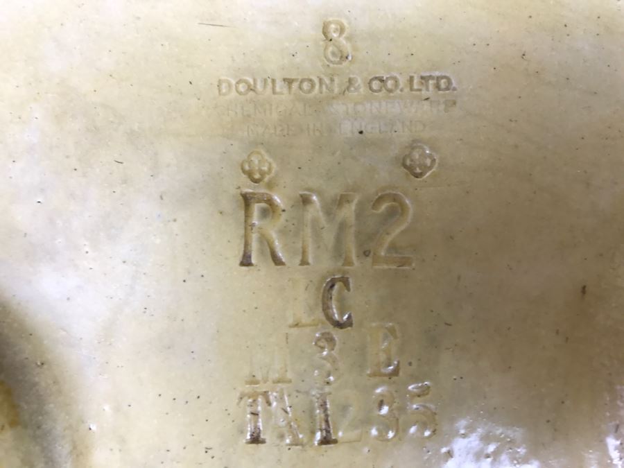 Large Antique 1857 Doulton & Co Lambeth Limited Art Pottery Hand Painted Milk Jug With Folk Art Farm Animal Scene Painting [Photo 21]