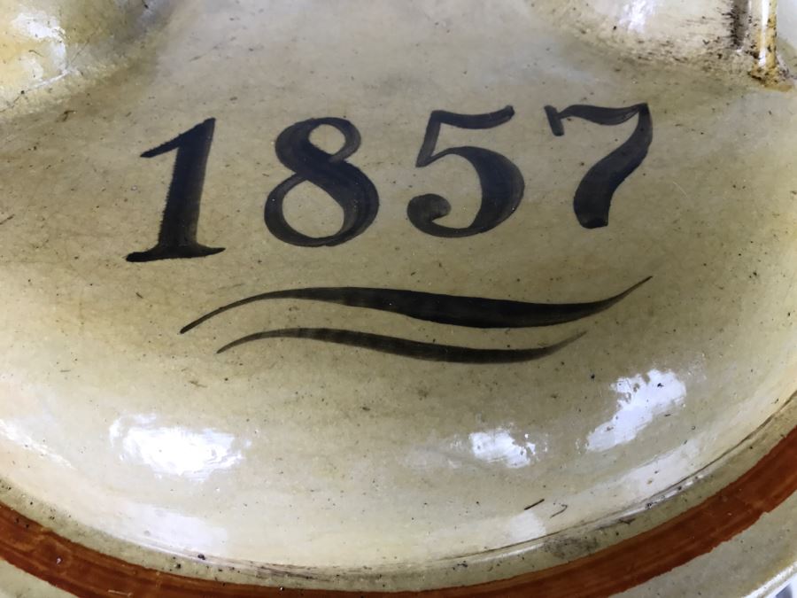 Large Antique 1857 Doulton & Co Lambeth Limited Art Pottery Hand Painted Milk Jug With Folk Art Farm Animal Scene Painting [Photo 13]