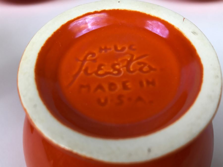 Early Original Fiesta Fiestaware HLO Genuine Cups, Saucers, Cake Plates, Teapot, Creamer And Sugar [Photo 2]