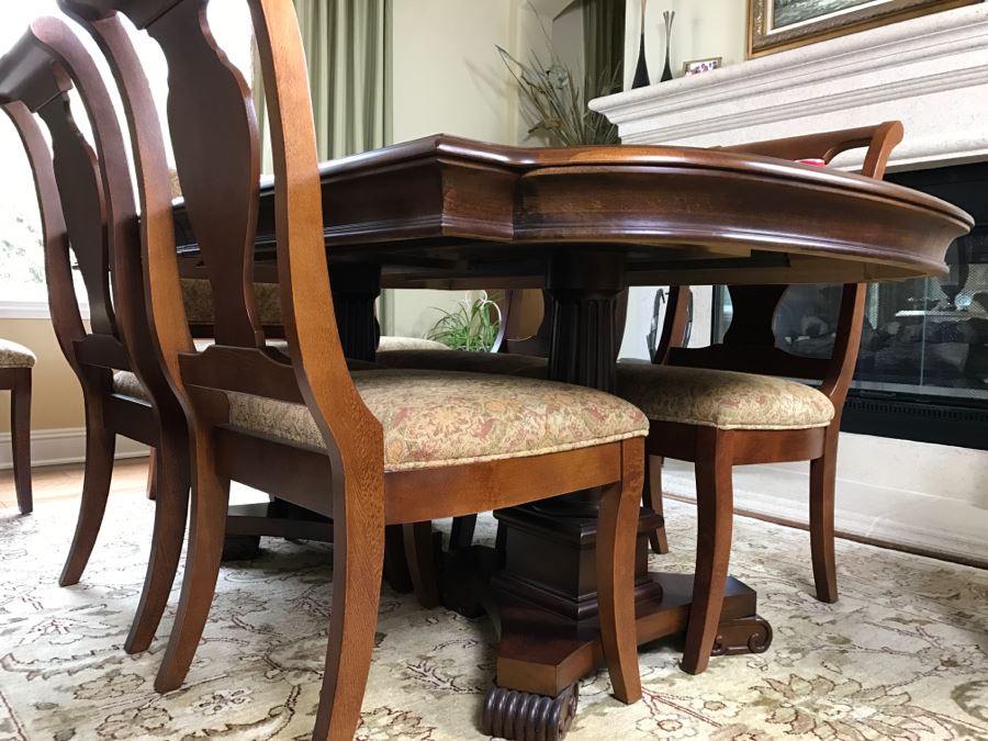 Formal Dining Table With Two Leaves And 8 Chairs [Photo 12]