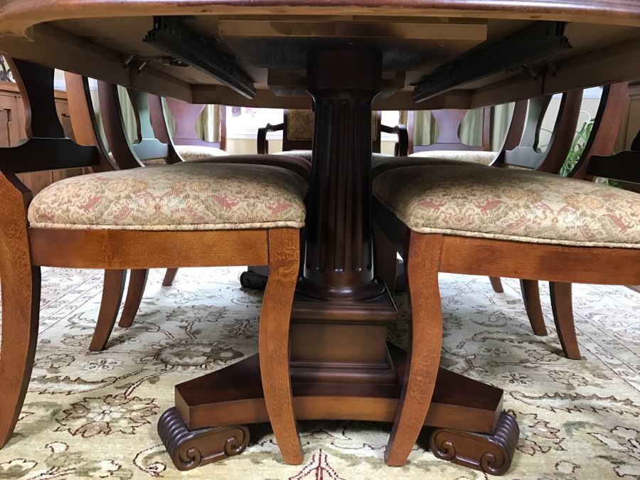 Formal Dining Table With Two Leaves And 8 Chairs [Photo 11]