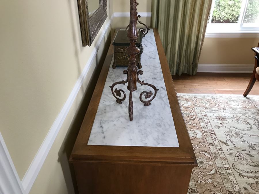 Nice Vintage Hollywood Regency Sideboard Credenza With Marble Top [Photo 2]