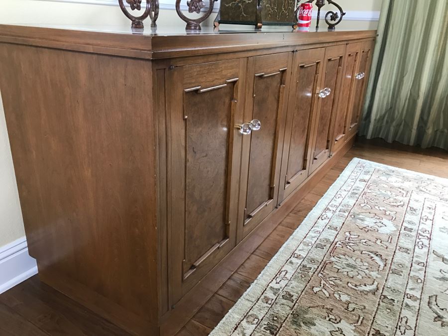 Nice Vintage Hollywood Regency Sideboard Credenza With Marble Top [Photo 5]
