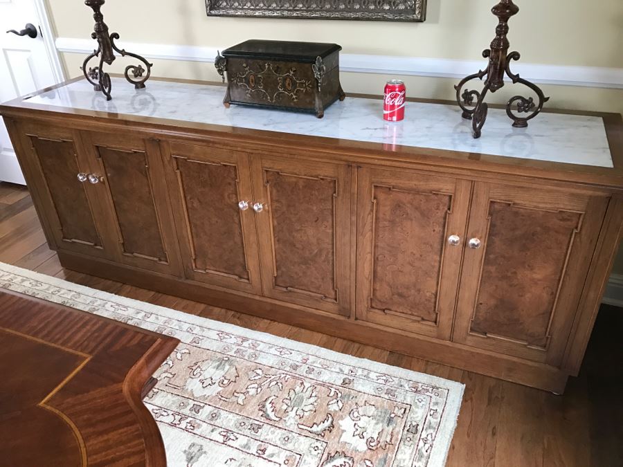 Nice Vintage Hollywood Regency Sideboard Credenza With Marble Top [Photo 4]