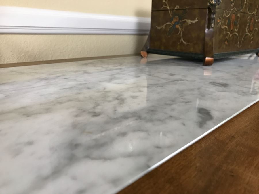 Nice Vintage Hollywood Regency Sideboard Credenza With Marble Top [Photo 15]