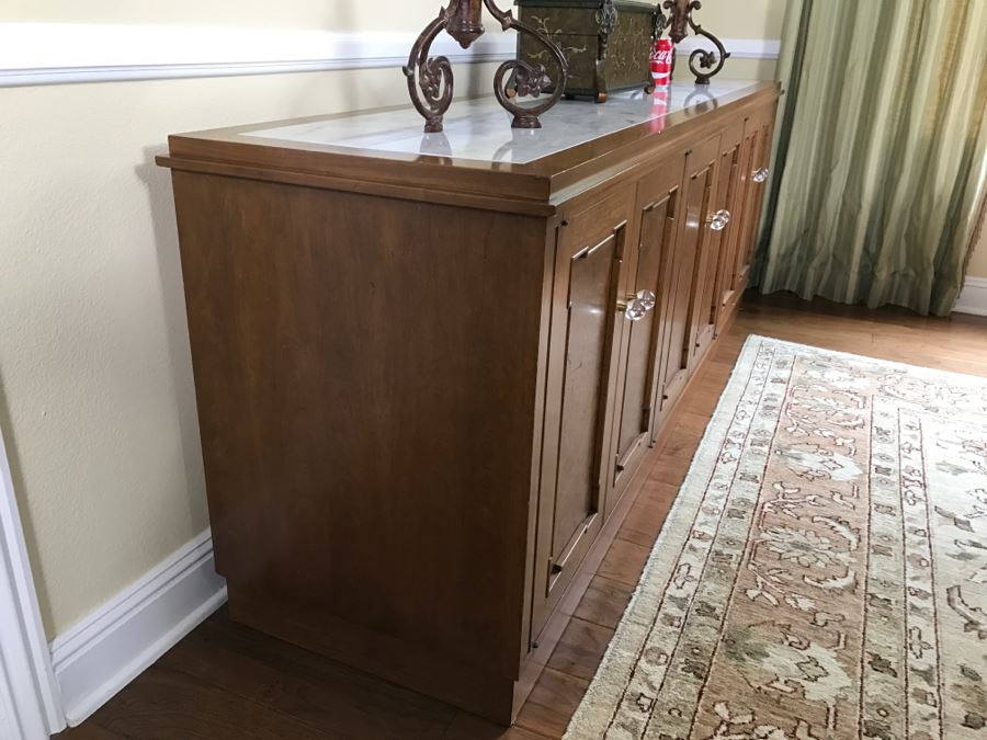 Nice Vintage Hollywood Regency Sideboard Credenza With Marble Top [Photo 6]