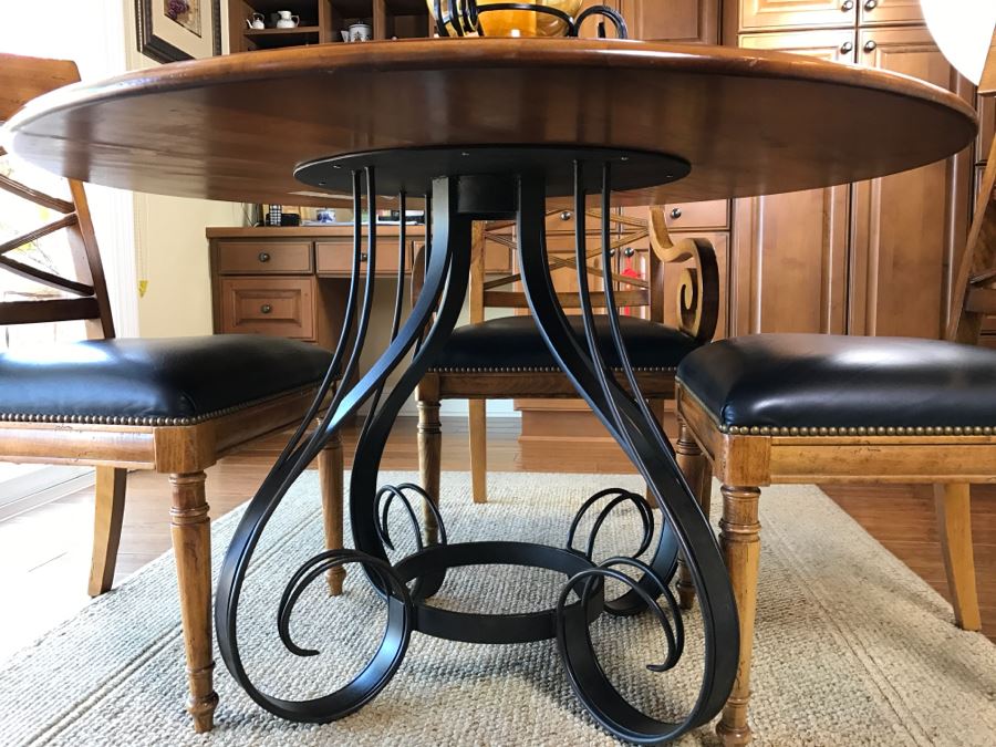 Maple Round Kitchen Table With 4 Chairs By Milling Road - A Division Of Baker Furniture (High End) - Made In Italy [Photo 13]
