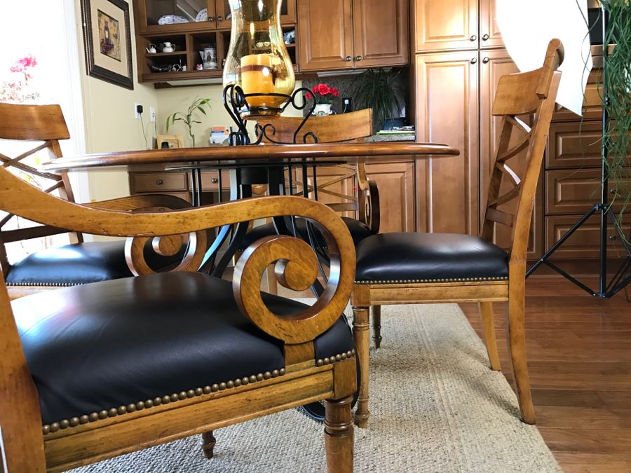 Maple Round Kitchen Table With 4 Chairs By Milling Road - A Division Of Baker Furniture (High End) - Made In Italy [Photo 11]