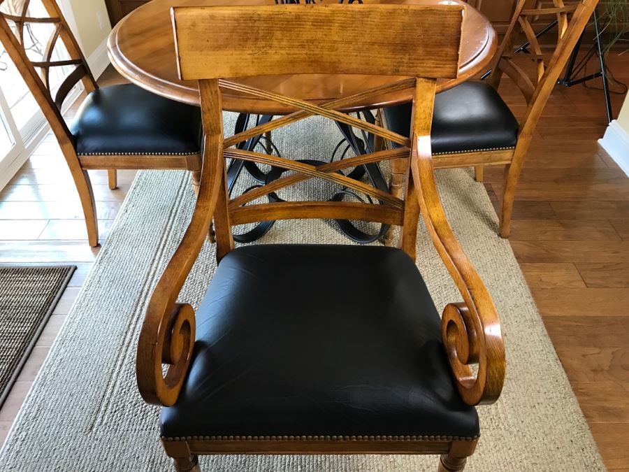 Maple Round Kitchen Table With 4 Chairs By Milling Road - A Division Of Baker Furniture (High End) - Made In Italy [Photo 21]