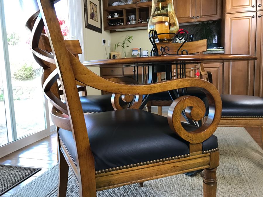 Maple Round Kitchen Table With 4 Chairs By Milling Road - A Division Of Baker Furniture (High End) - Made In Italy [Photo 12]