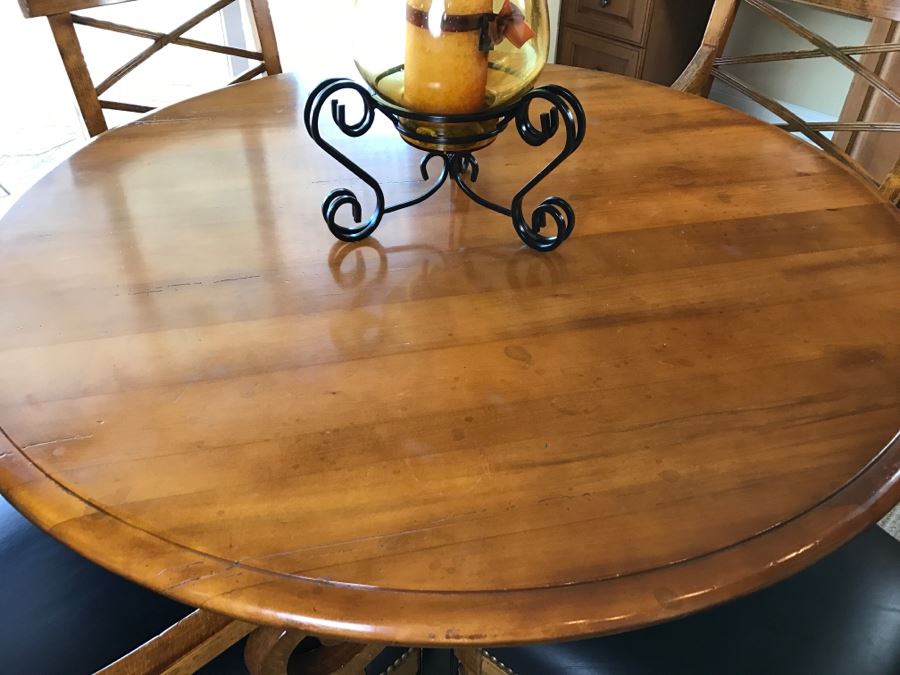Maple Round Kitchen Table With 4 Chairs By Milling Road - A Division Of Baker Furniture (High End) - Made In Italy [Photo 17]